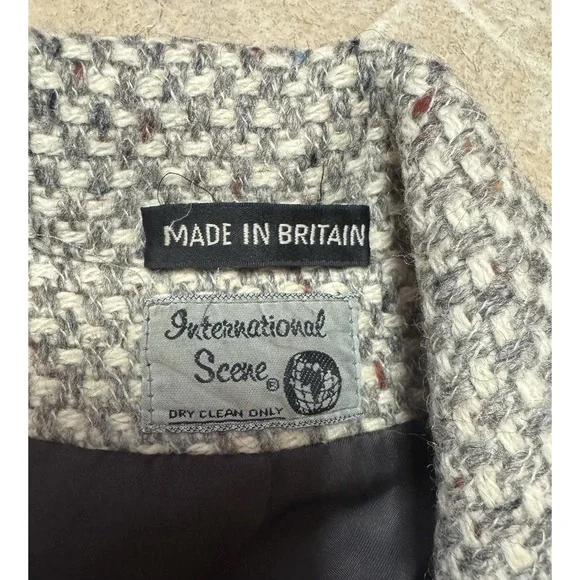 Multi Gray Wool Tweed Coat Women 5/6 Country Preppy Chunky 80s Cottage Vintage - Picture 4 of 8